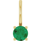 14K Yellow Lab-Grown Emerald Solitaire Charm/Pendant