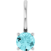Platinum Imitation Blue Zircon Solitaire Charm/Pendant