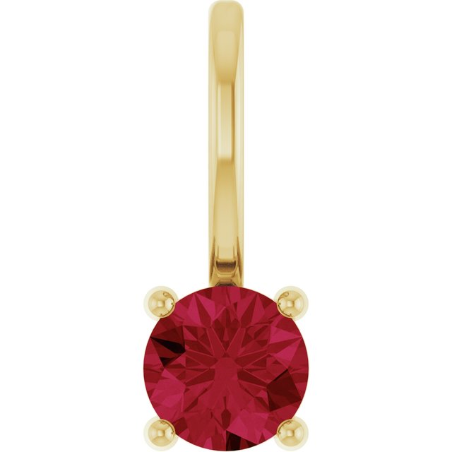 14K Imitation Solitaire Charm/Pendant with Various Gemstones in Rose, Yellow, and White Gold