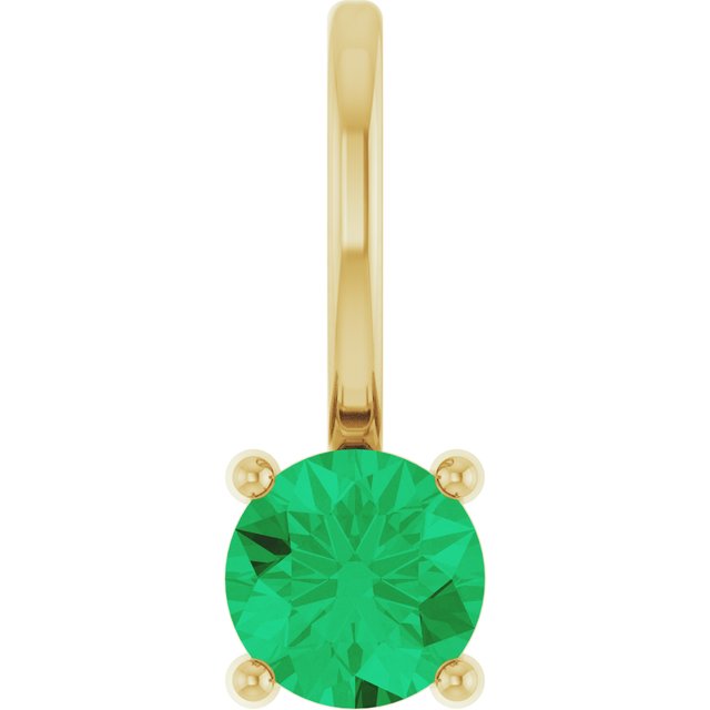14K Yellow Imitation Emerald Solitaire Charm/Pendant - 87768:127:P