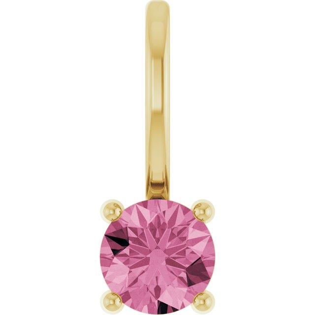 14K Imitation Solitaire Charm/Pendant with Various Gemstones in Rose, Yellow, and White Gold