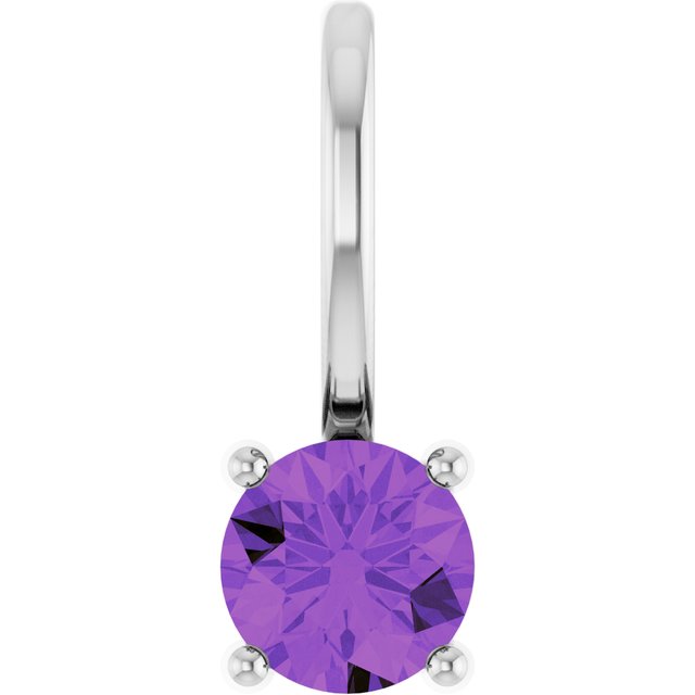 Sterling Silver Imitation Amethyst Solitaire Charm/Pendant - 87768:115:P