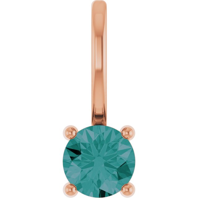 14K Imitation Solitaire Charm/Pendant with Various Gemstones in Rose, Yellow, and White Gold