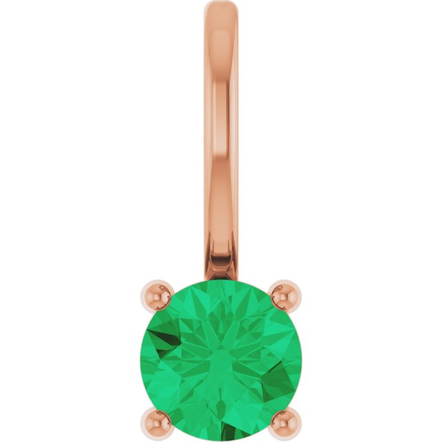 14K Imitation Solitaire Charm/Pendant with Various Gemstones in Rose, Yellow, and White Gold