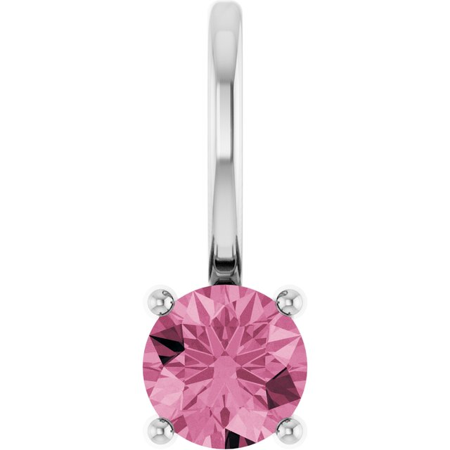 Sterling Silver Imitation Pink Tourmaline Solitaire Charm/Pendant - 87768:155:P