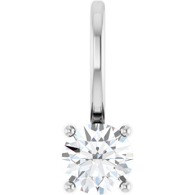 14K White Imitation Diamond Solitaire Charm/Pendant - 87768:121:P