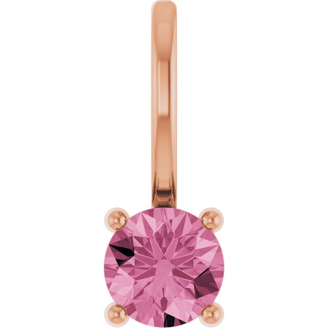 14K Imitation Solitaire Charm/Pendant with Various Gemstones in Rose, Yellow, and White Gold