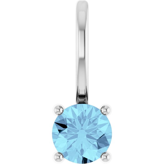 Sterling Silver Imitation Aquamarine Solitaire Charm/Pendant - 87768:120:P