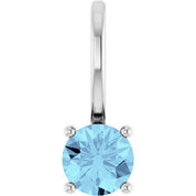 Platinum Imitation Aquamarine Solitaire Charm/Pendant