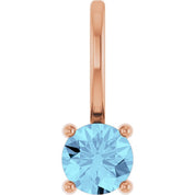 14K Imitation Solitaire Charm/Pendant with Various Gemstones in Rose, Yellow, and White Gold