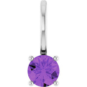 Platinum Imitation Amethyst Solitaire Charm/Pendant
