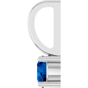 Sterling Silver Lab-Grown Blue Sapphire Solitaire Charm/Pendant
