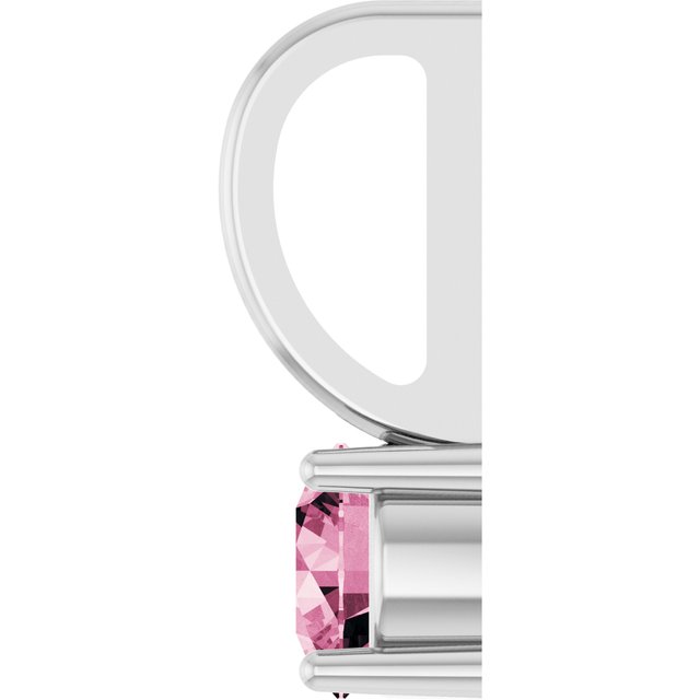 Platinum Imitation Pink Tourmaline Solitaire Charm/Pendant