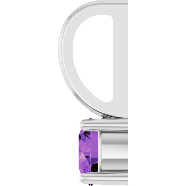 Platinum Imitation Amethyst Solitaire Charm/Pendant
