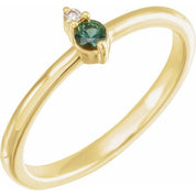 14K Yellow Natural Green Sapphire & .015 CT Natural Diamond Ring