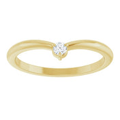 14K Yellow Gold .06 CT Natural Diamond Stackable V Ring - Perfect for Layering