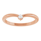 14K Rose .06 CT Natural Diamond Stackable V Ring