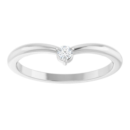 14K White Gold .06 CT Natural Diamond Stackable V Ring - 124821:101:P