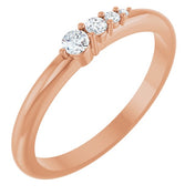 14K Rose 1/10 CTW Natural Diamond Graduated Stackable Ring