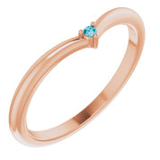 14K Rose Natural London Blue Topaz Stackable V Ring