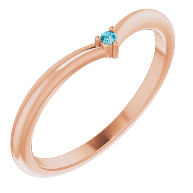 14K Rose Natural London Blue Topaz Stackable V Ring