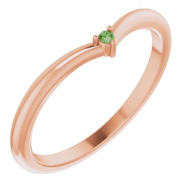 14K Rose Natural Green Tourmaline Stackable V Ring