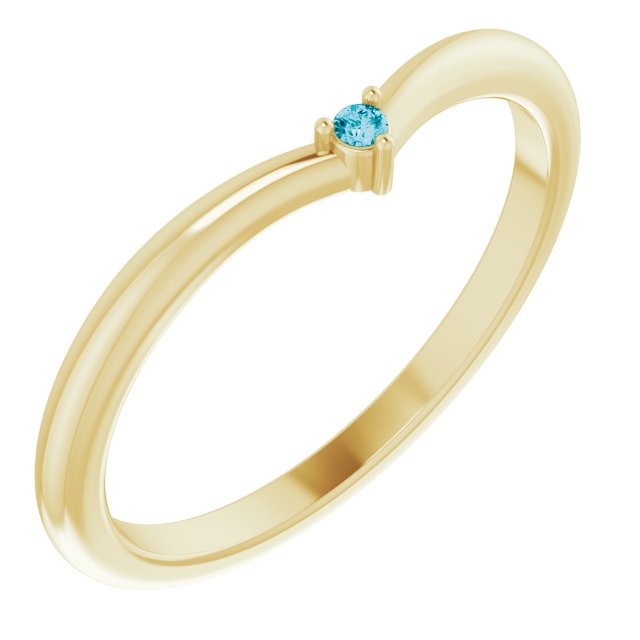14K Yellow Natural London Blue Topaz Stackable V Ring