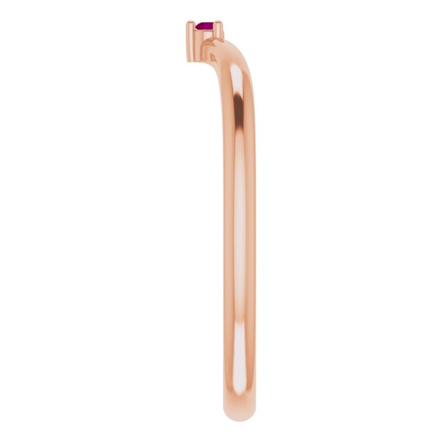 14K Rose Natural Rhodolite Garnet Stackable V Ring