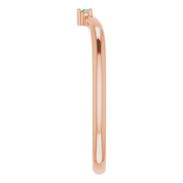 14K Rose Natural Green Tourmaline Stackable V Ring