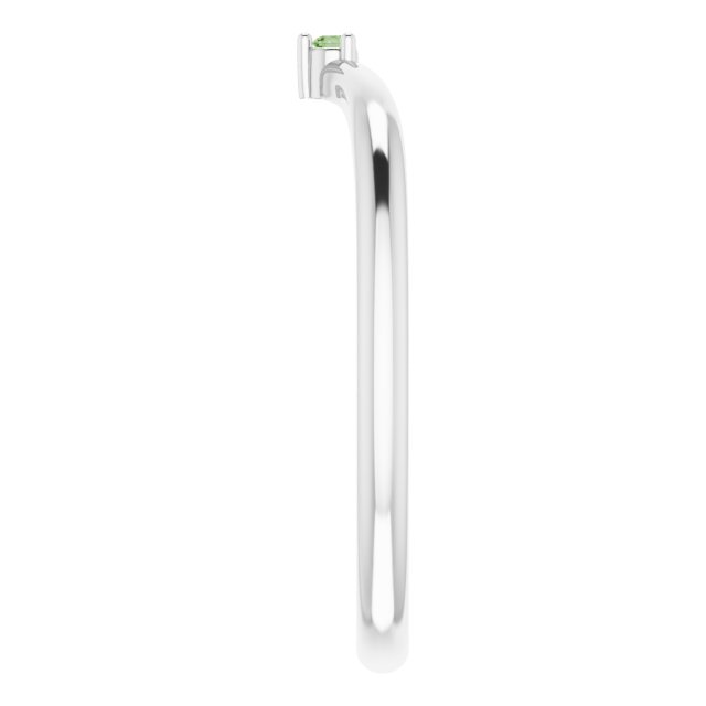 Platinum Natural Green Tourmaline Stackable V Ring