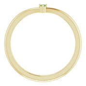 14K Yellow Natural Green Tourmaline Stackable V Ring