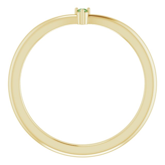 14K Yellow Natural Green Tourmaline Stackable V Ring