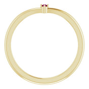 14K Yellow Natural Rhodolite Garnet Stackable V Ring