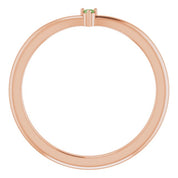 14K Rose Natural Green Tourmaline Stackable V Ring