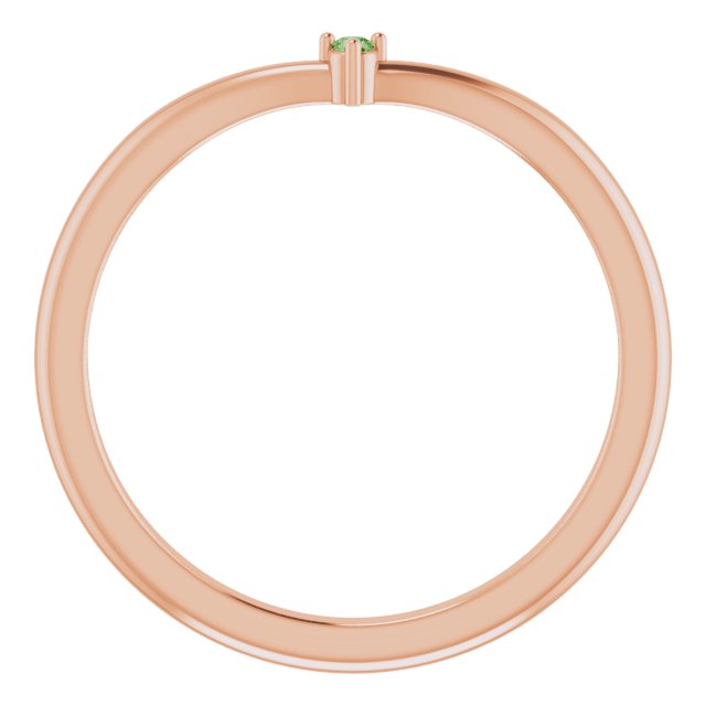 14K Rose Natural Green Tourmaline Stackable V Ring