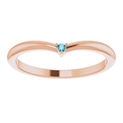 14K Rose Natural London Blue Topaz Stackable V Ring