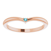14K Rose Natural London Blue Topaz Stackable V Ring