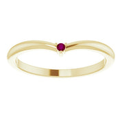 14K Yellow Natural Rhodolite Garnet Stackable V Ring