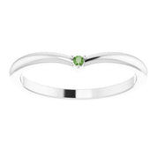 Platinum Natural Green Tourmaline Stackable V Ring
