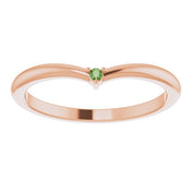 14K Rose Natural Green Tourmaline Stackable V Ring