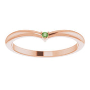 14K Rose Natural Green Tourmaline Stackable V Ring