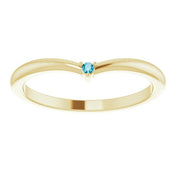 14K Yellow Natural London Blue Topaz Stackable V Ring