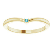 14K Yellow Natural London Blue Topaz Stackable V Ring