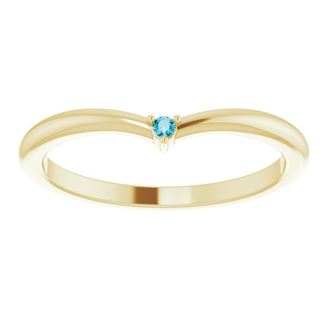 14K Yellow Natural London Blue Topaz Stackable V Ring