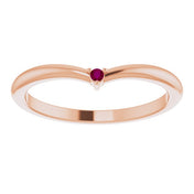 14K Rose Natural Rhodolite Garnet Stackable V Ring