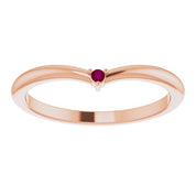 14K Rose Natural Rhodolite Garnet Stackable V Ring