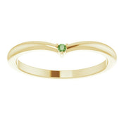 14K Yellow Natural Green Tourmaline Stackable V Ring