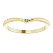 14K Yellow Natural Green Tourmaline Stackable V Ring
