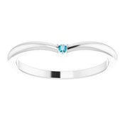 Platinum Natural London Blue Topaz Stackable V Ring