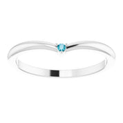 Platinum Natural London Blue Topaz Stackable V Ring